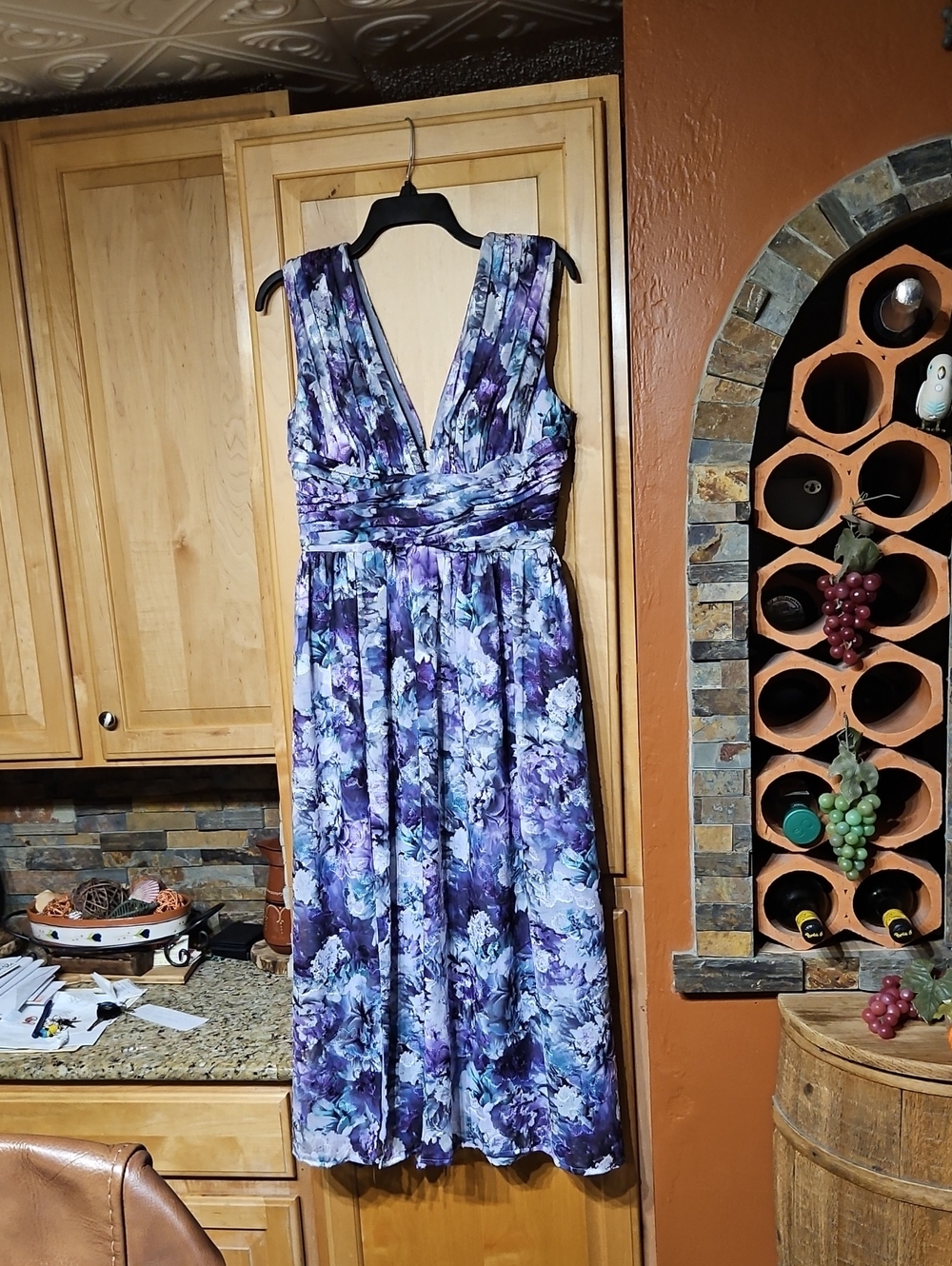 Dress The Population Jaclyn Purple Blue Green Floral Sleeveless Maxi Dress Gown